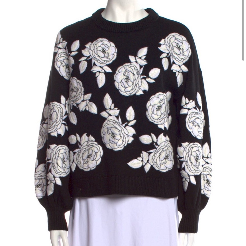 Alice+Olivia Embroidered Floral Sweater